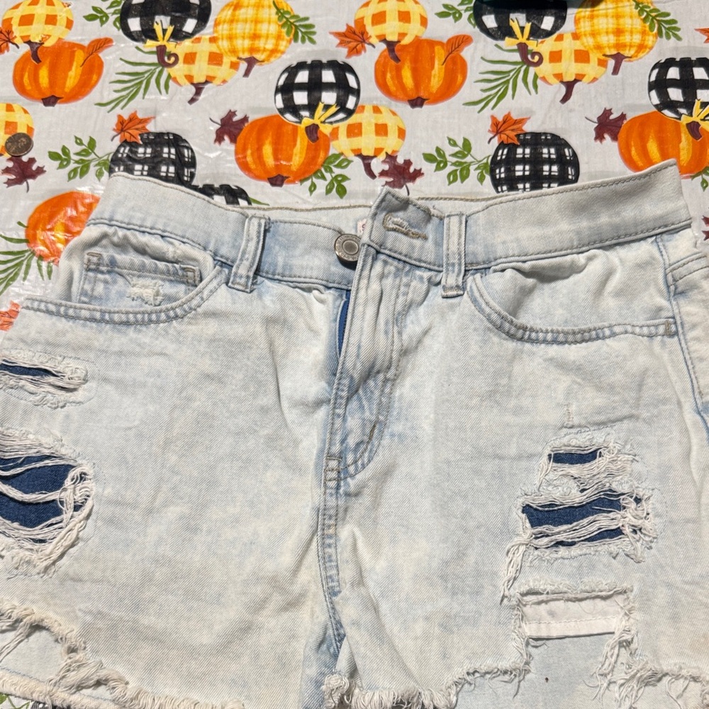 SO Light Blue Distressed Jean Shorts